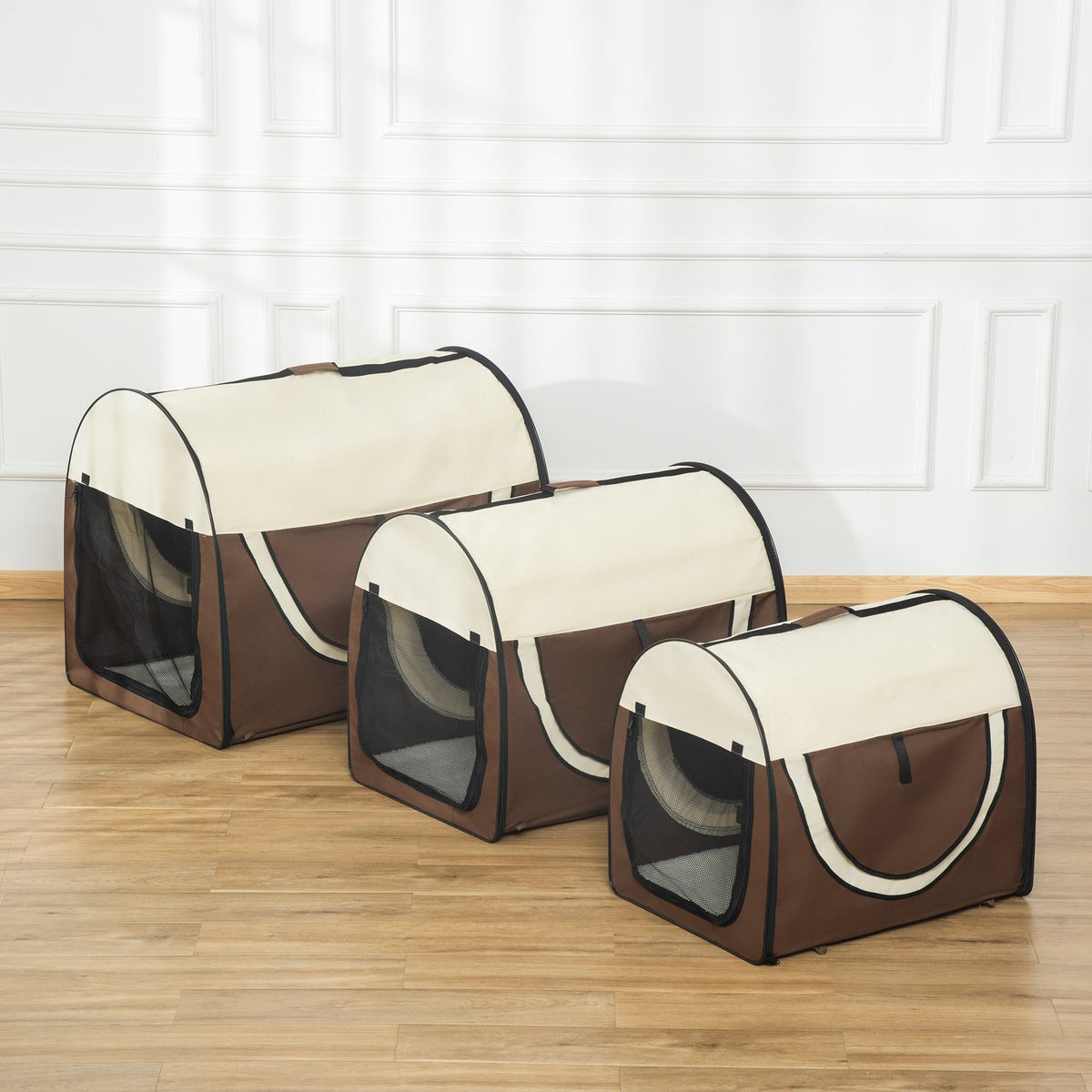 Dog Crate Transport Box Foldable Dog Transport Box Pet Backpack With Cushion Waterproof Oxford Fabric Coffee 97 X 71 X 76 Cm