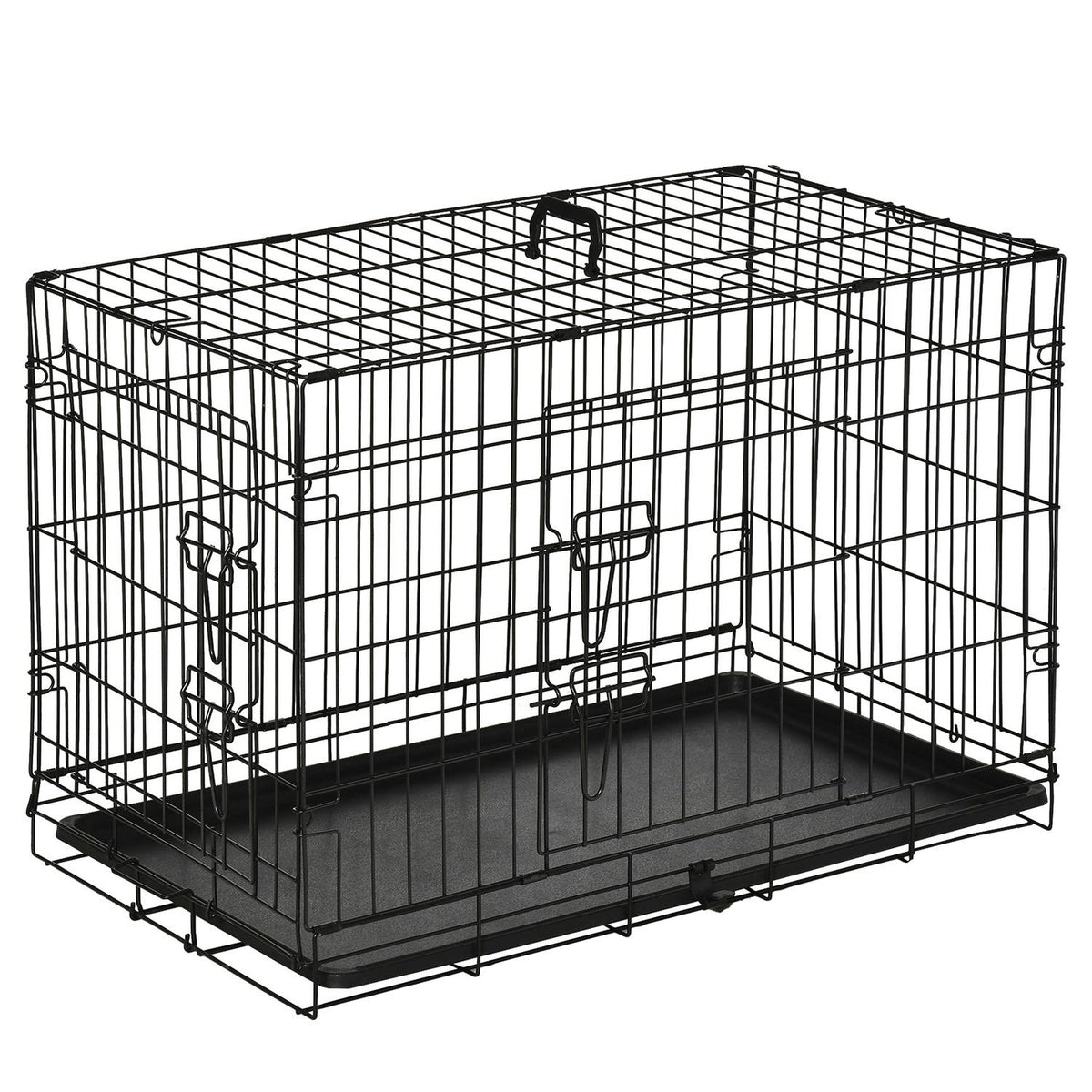 Dog Crate Transport Box Small Animal Cage Dog Cage Transport Cage Foldable Metal Black 76 X 46 X 52 Cm