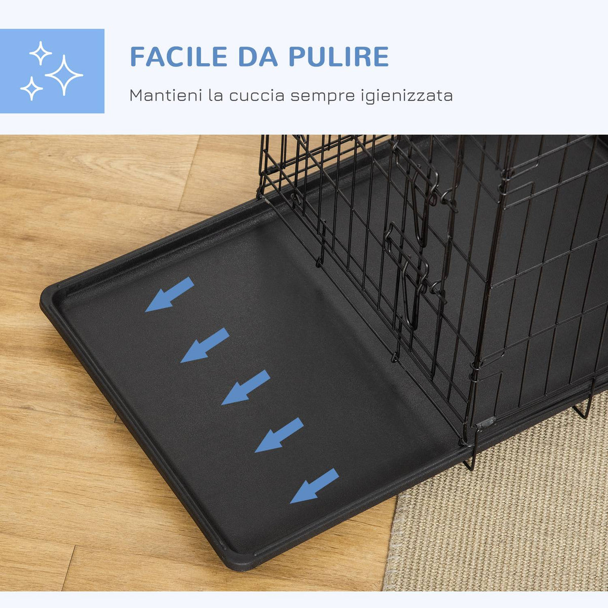 Dog Crate Transport Box Small Animal Cage Dog Cage Transport Cage Foldable Metal Black 76 X 46 X 52 Cm