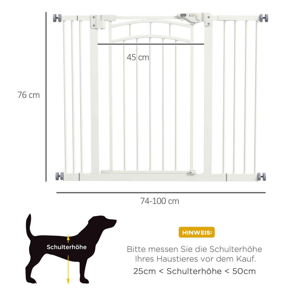 Dog Door Gate Barrier With Automatically Closing Door, 74-100 Cm, Chimney Guard, No Drilling For Small To Medium Dogs