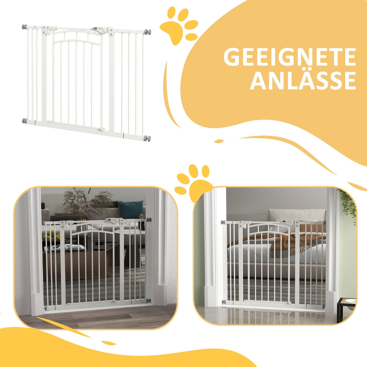 Dog Door Gate Barrier With Automatically Closing Door, 74-100 Cm, Chimney Guard, No Drilling For Small To Medium Dogs