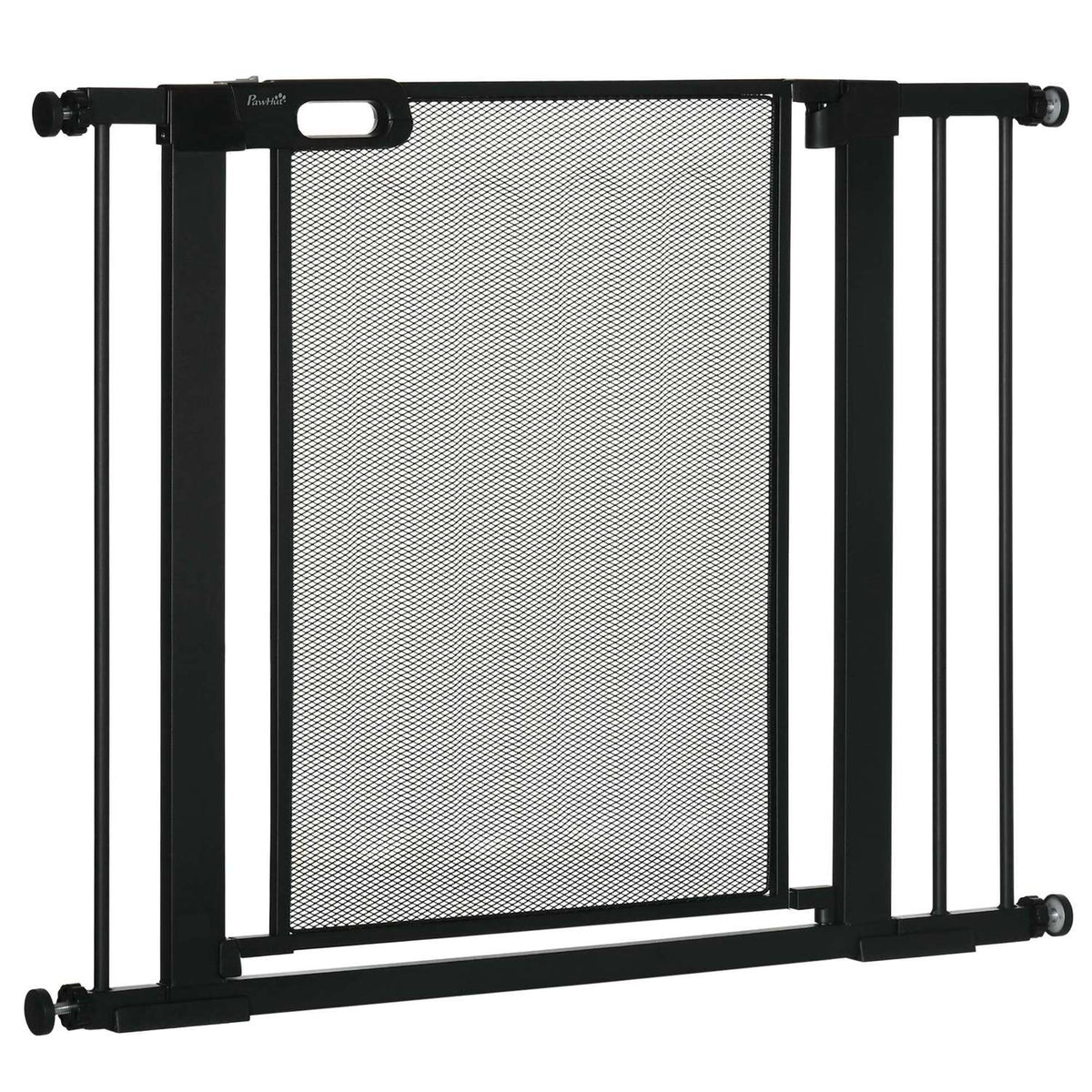 Dog Door Guard, Stair Gate, Dog Gate Without Drilling, 75-103 Cm Wide Barrier, Auto-Close, For Children, Cats, Steel, Black