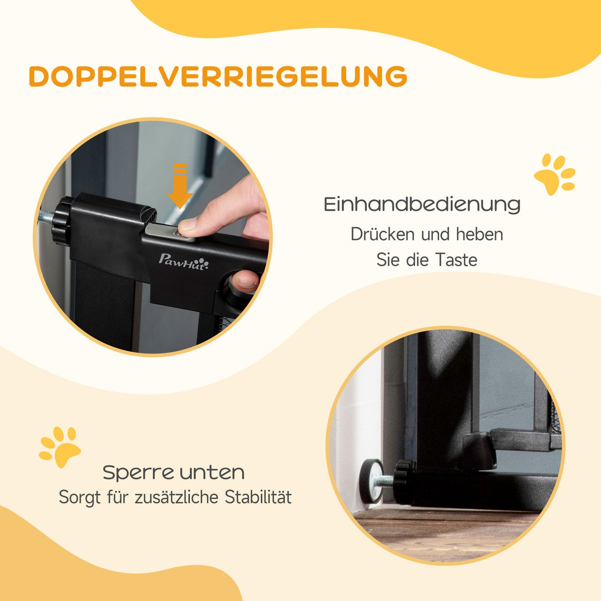 Dog Door Guard, Stair Gate, Dog Gate Without Drilling, 75-103 Cm Wide Barrier, Auto-Close, For Children, Cats, Steel, Black