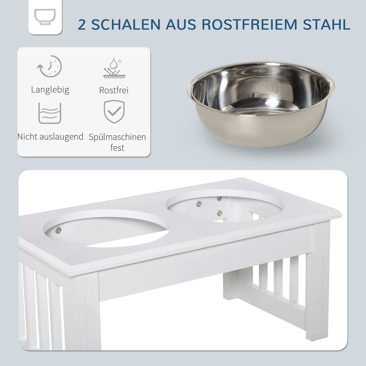 Dog Feeding Station with Stainless Steel Bowls, Elevated
