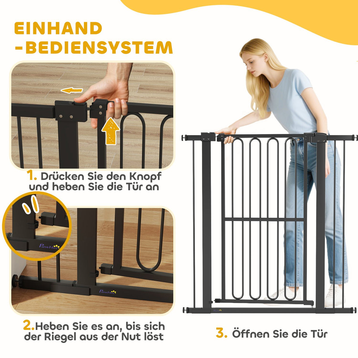 Dog Gate, 76-104 cm No-Drill Stair Barrier