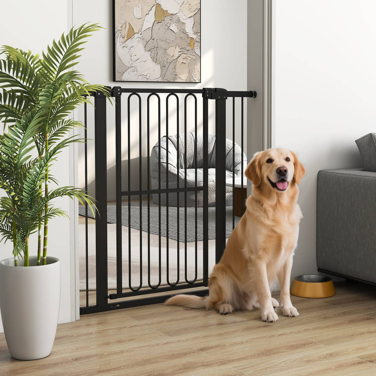 Dog Gate, 76-104 cm No-Drill Stair Barrier