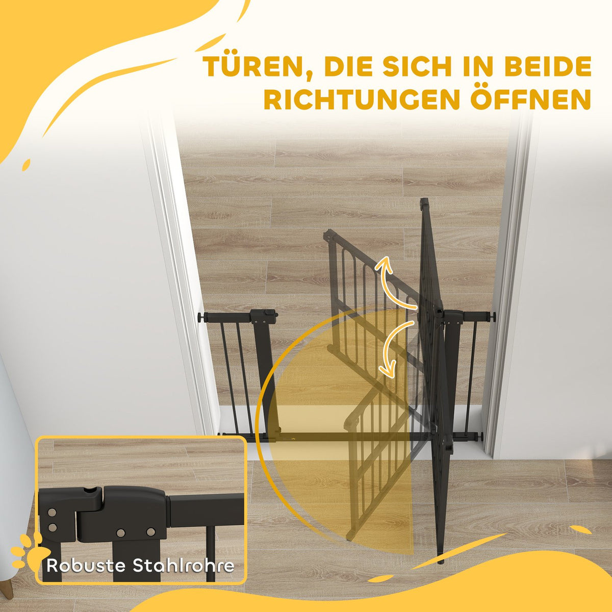 Dog Gate, 76-104 cm, No-Drill Stair Barrier