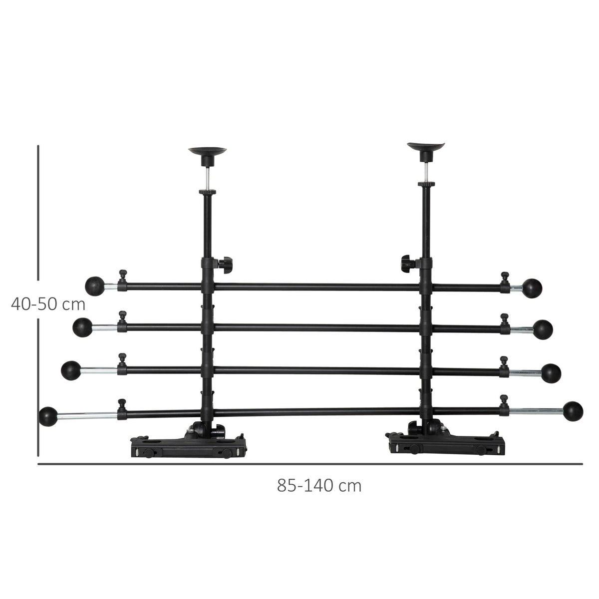 Dog Guard Car Dog Gate Divider, Car Divider With Non-Slip Pvc Feet, Black, 85-140X40-50Cm