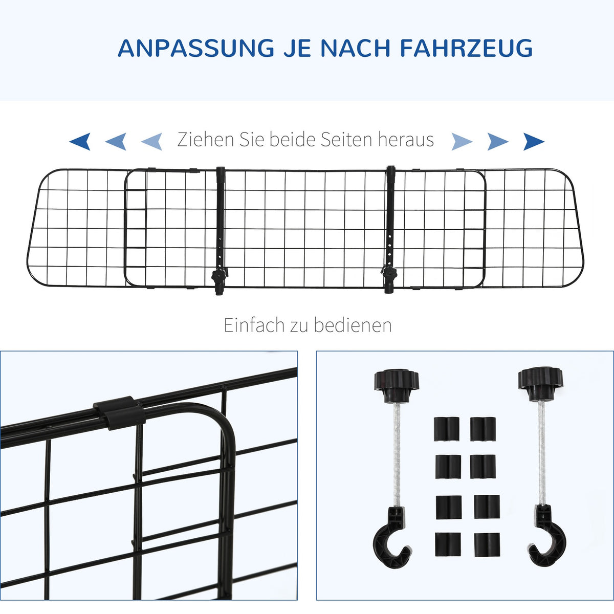 Dog Guard Car Universal Adjustable Trunk Grille Metal Black (91-152) X 30 Cm