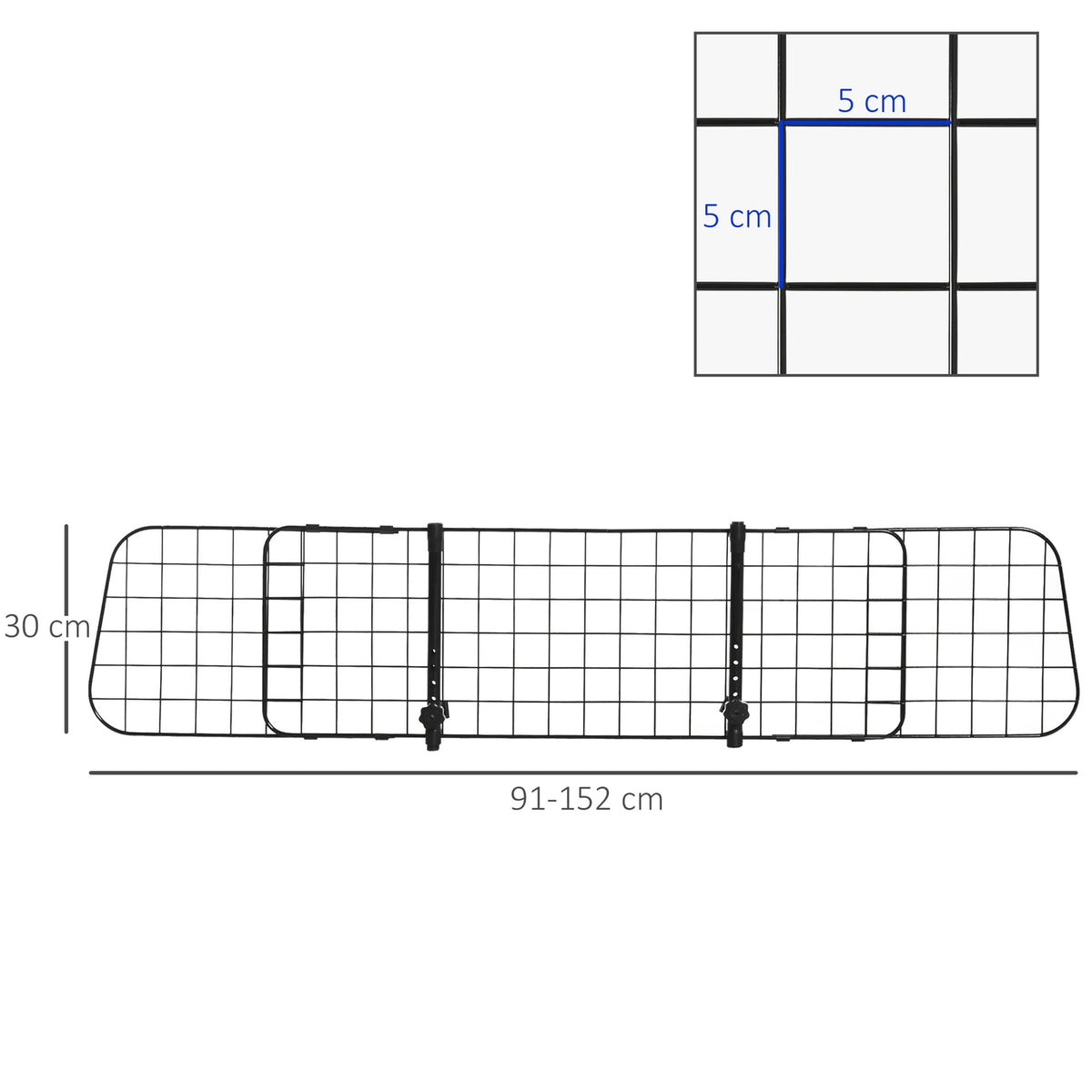 Dog Guard Car Universal Adjustable Trunk Grille Metal Black (91-152) X 30 Cm