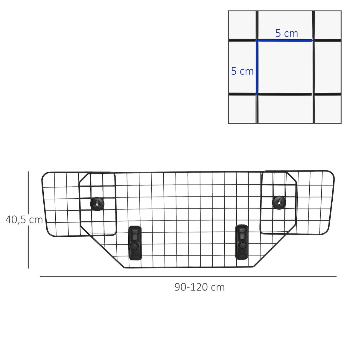 Dog Guard Universal Car Boot Gate, Adjustable Dog Gate Divider, Metal Black, (90-120)X40.5Cm