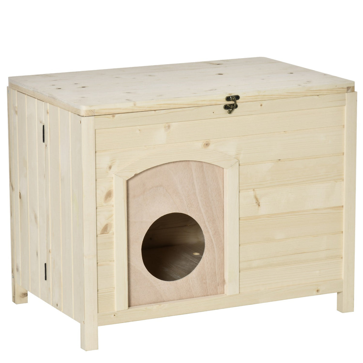 Dog Kennel Foldable Dog House Made Of Solid Wood, Natural, 78X51X62Cm