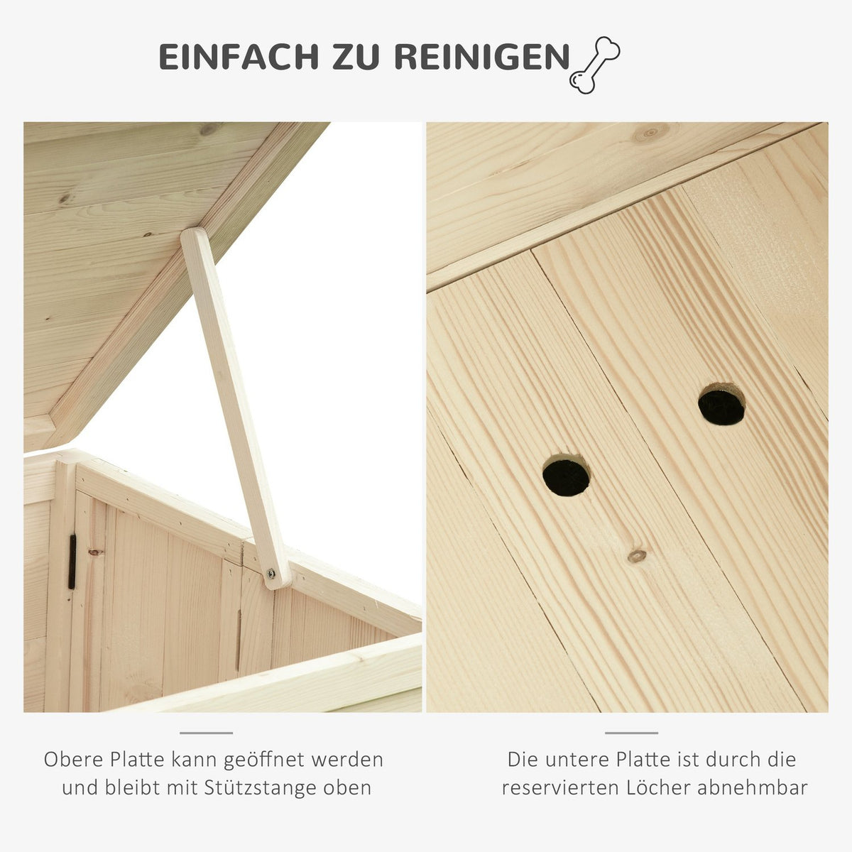 Dog Kennel Foldable Dog House Made Of Solid Wood, Natural, 78X51X62Cm