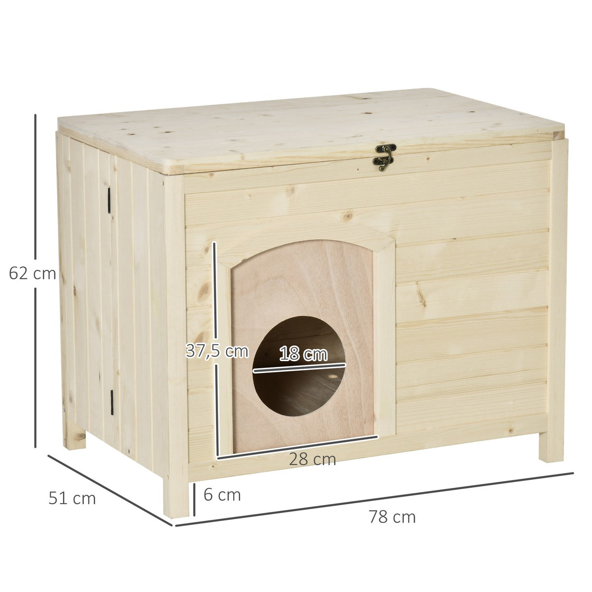 Dog Kennel Foldable Dog House Made Of Solid Wood, Natural, 78X51X62Cm
