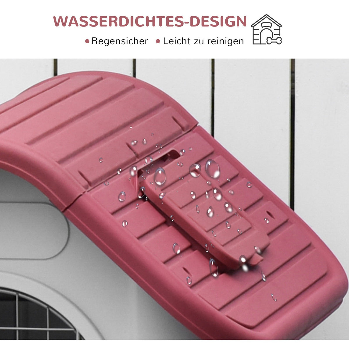 Dog Kennel Outdoor Dog House With Roof Hatch Gate Shelter For Small Dogs Small Animal Shed Air Circulation Waterproof Metal Pp Red+Light Gray