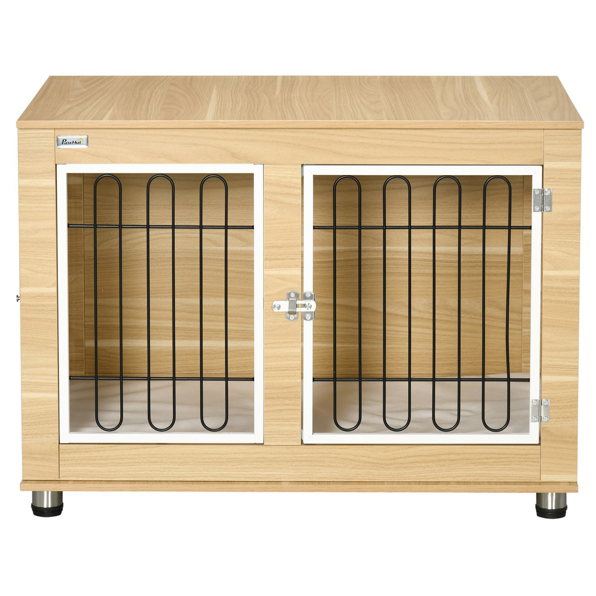 Dog Kennel Table Top Dog Cage Dog House Cushion Double Doors Oak