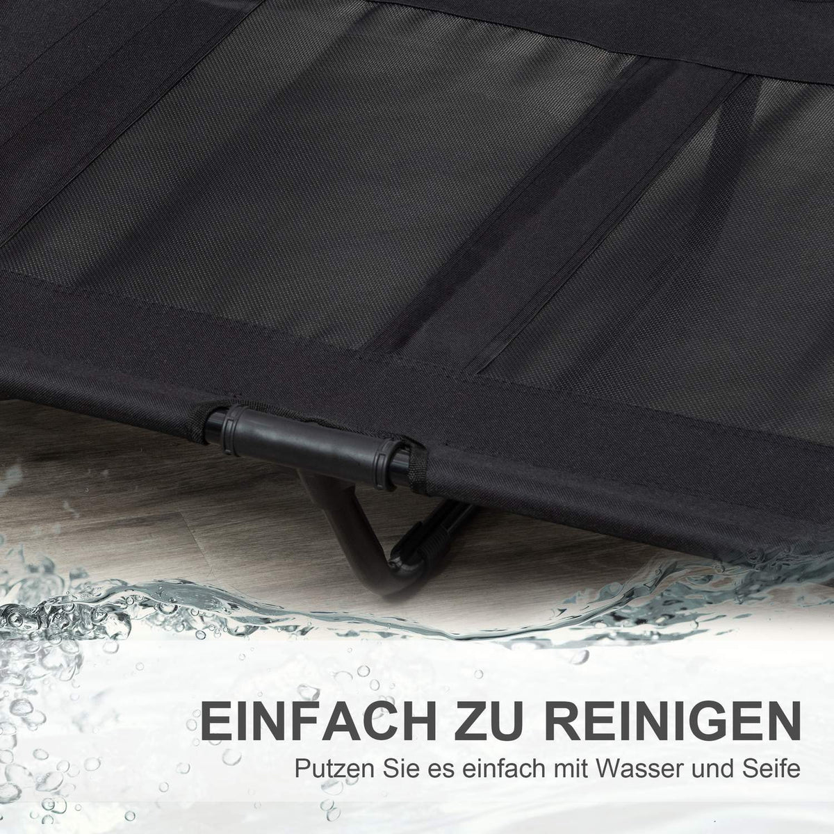 Dog Lounger Elevated Outdoor Dog Bed & Dog Sofa, Oxford Black, 92X76X18Cm