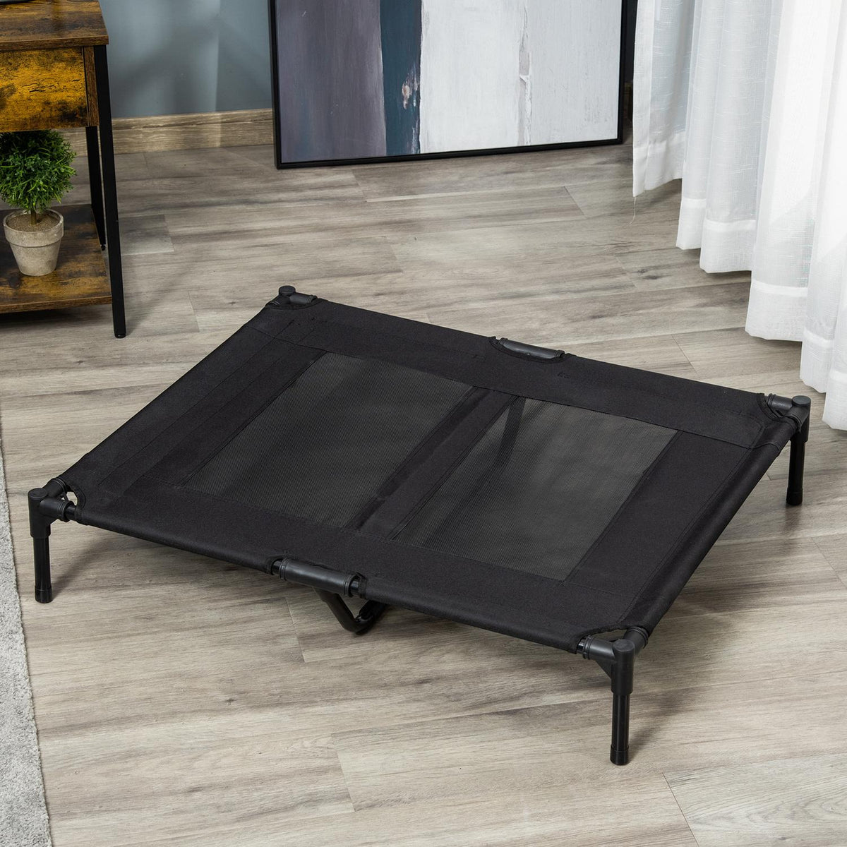 Dog Lounger Elevated Outdoor Dog Bed & Dog Sofa, Oxford Black, 92X76X18Cm