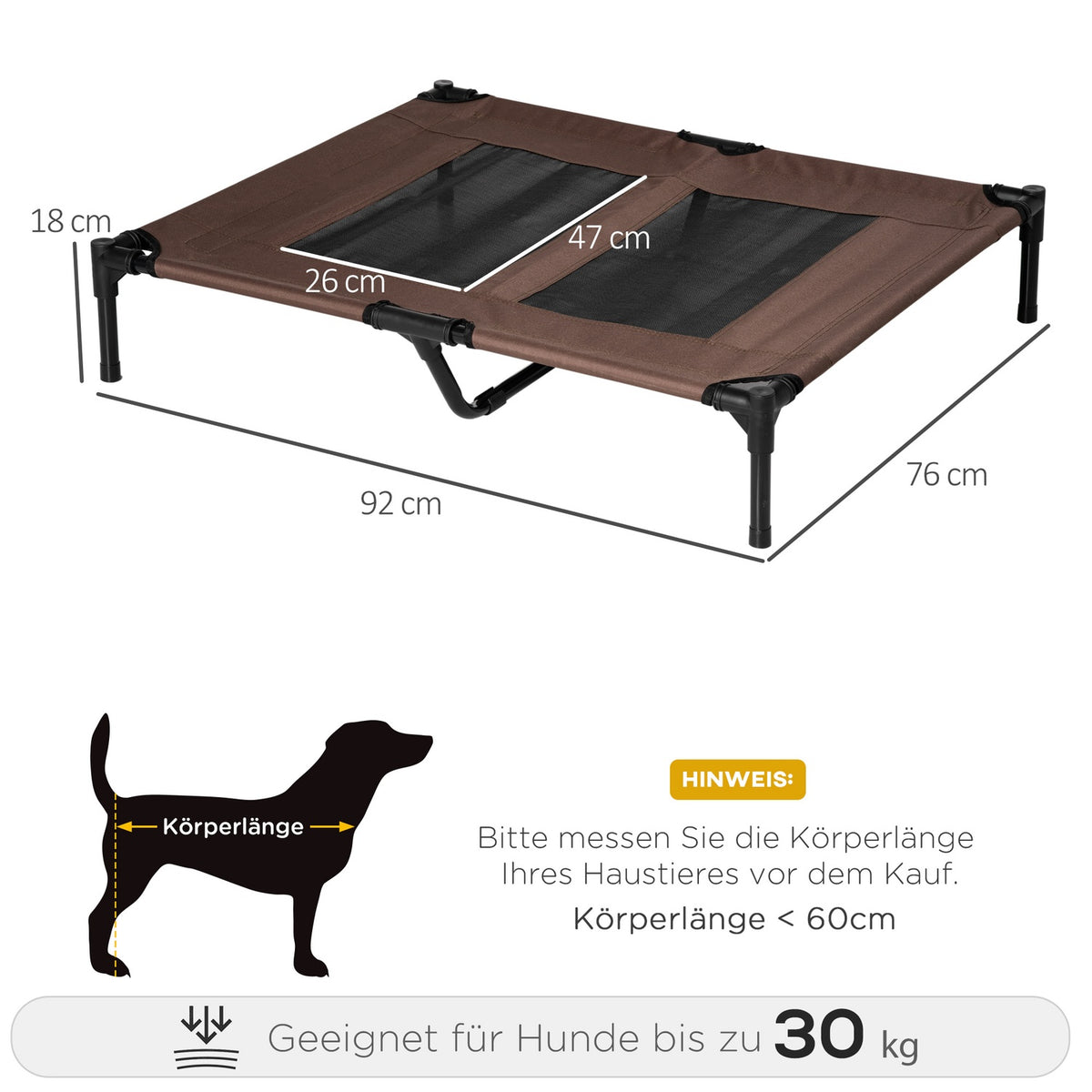 Dog Lounger Outdoor Sleeping Area, Dog Bed & Dog Sofa, Coffee Brown, 92X76X18Cm