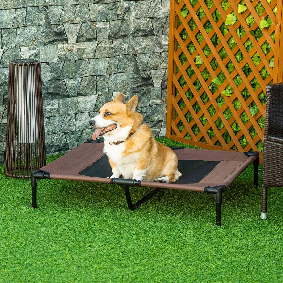 Dog Lounger Outdoor Sleeping Area, Dog Bed & Dog Sofa, Coffee Brown, 92X76X18Cm