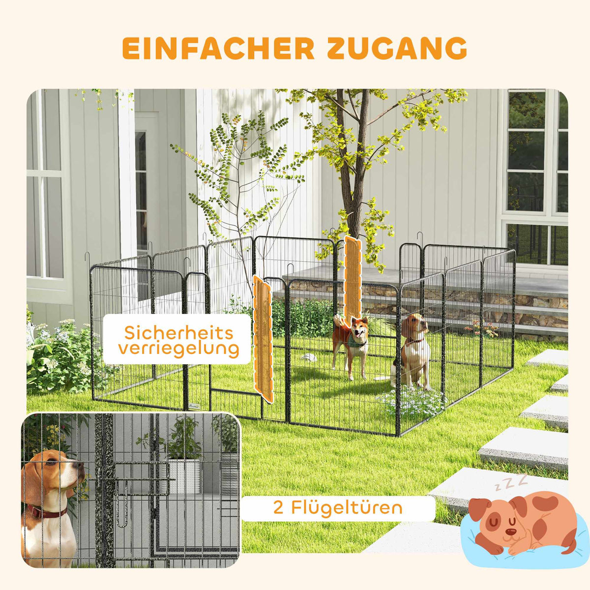 Dog Playpen, 12 Panels, Steel, Indoor/Outdoor Use