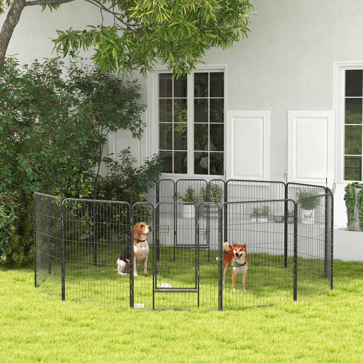 Dog Playpen, 12 Panels, Steel, Indoor/Outdoor Use