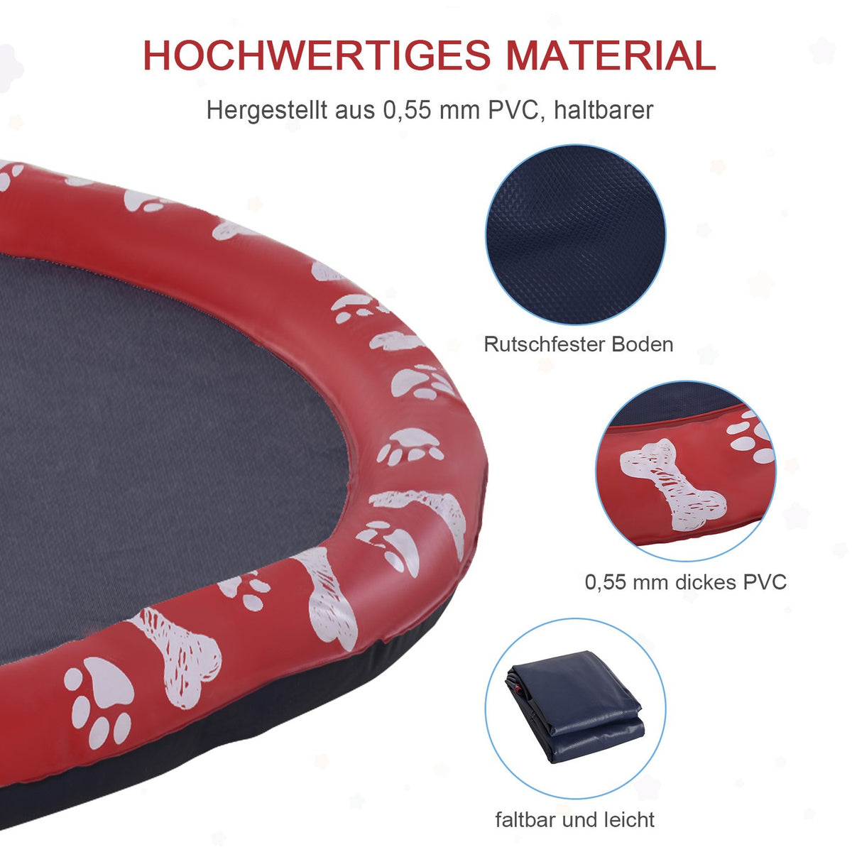 Dog Pool For Dogs, Water Mat Diameter 150 Cm Dog Paddling Pool Spray Water Play Mat, Non-Slip, For Garden, Camping, Red