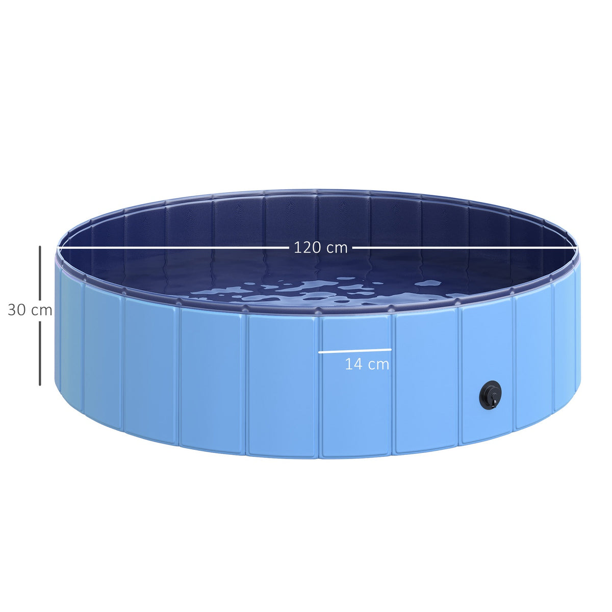Dog Pool Large Paddling Pool For Dogs, Swimming Pool Made Of Pvc + Wood, Blue, Ø120Xh30 Cm, Cooling Off In Summer