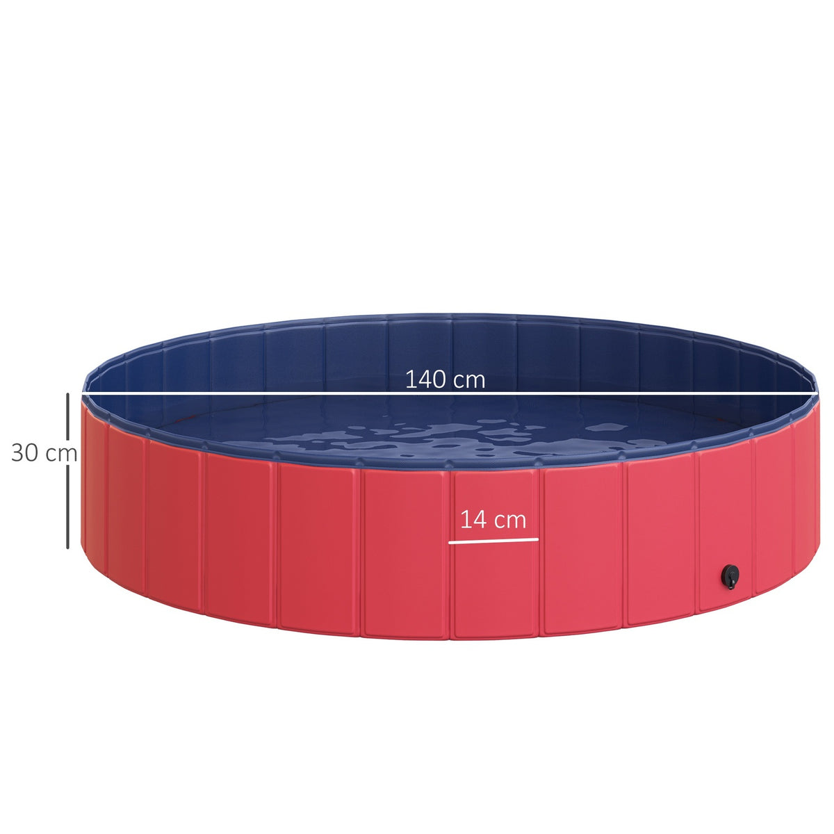 Dog Pool Large Paddling Pool For Dogs, Swimming Pool Made Of Pvc + Wood, Red, Ø140Xh30 Cm, Summer Enjoyment
