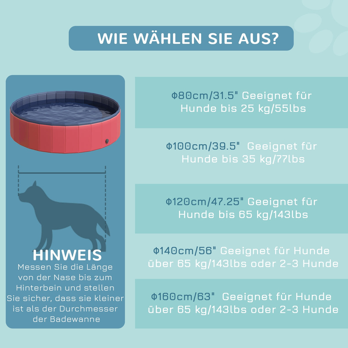 Dog Pool Large Paddling Pool For Dogs, Swimming Pool Made Of Pvc + Wood, Red, Ø140Xh30 Cm, Summer Enjoyment
