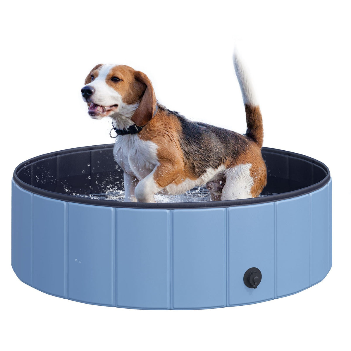 Dog Pool Paddling Pool For Dogs, Swimming Pool Made Of Pvc + Wood, Blue, Ø100Xh30 Cm, Perfect For Hot Days
