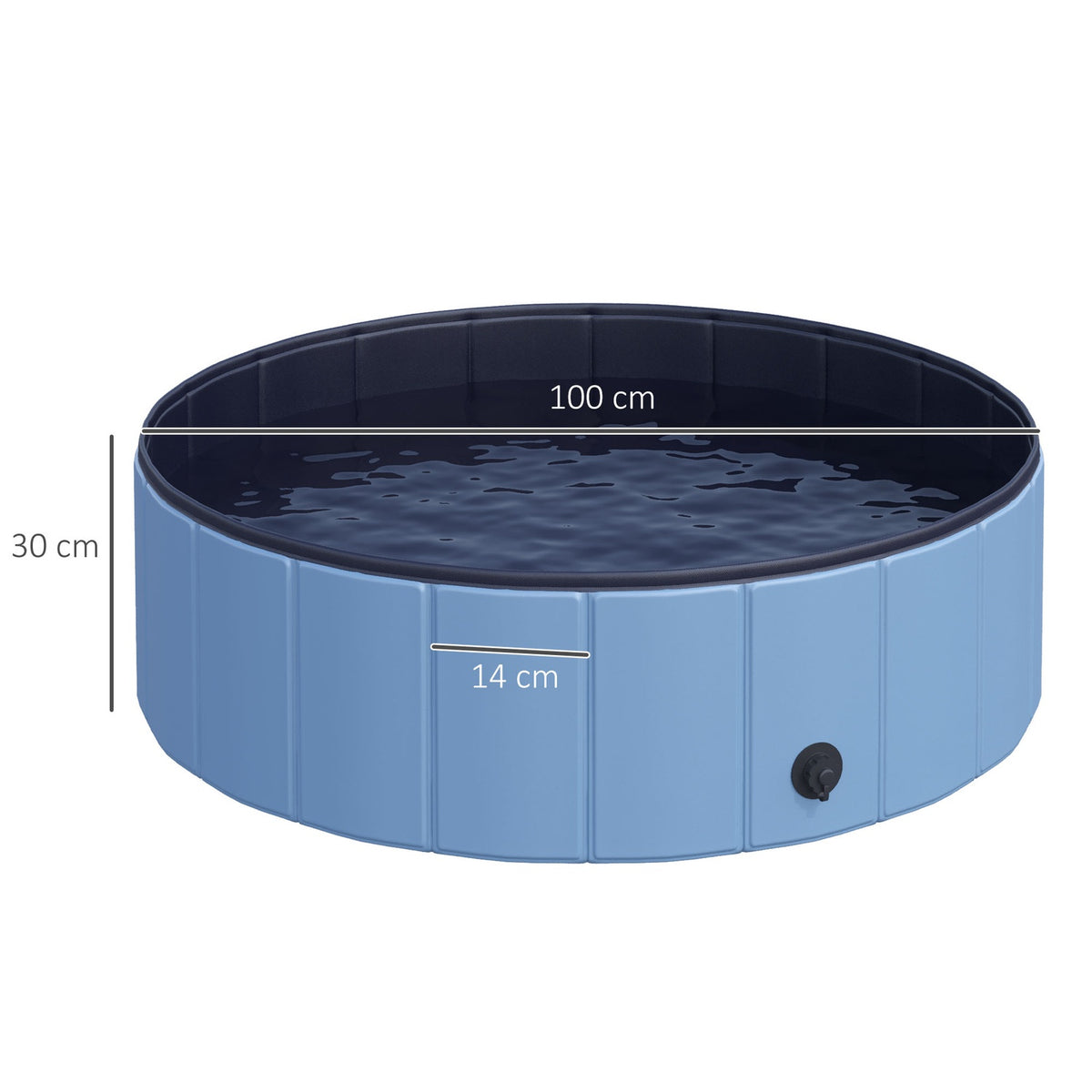 Dog Pool Paddling Pool For Dogs, Swimming Pool Made Of Pvc + Wood, Blue, Ø100Xh30 Cm, Perfect For Hot Days