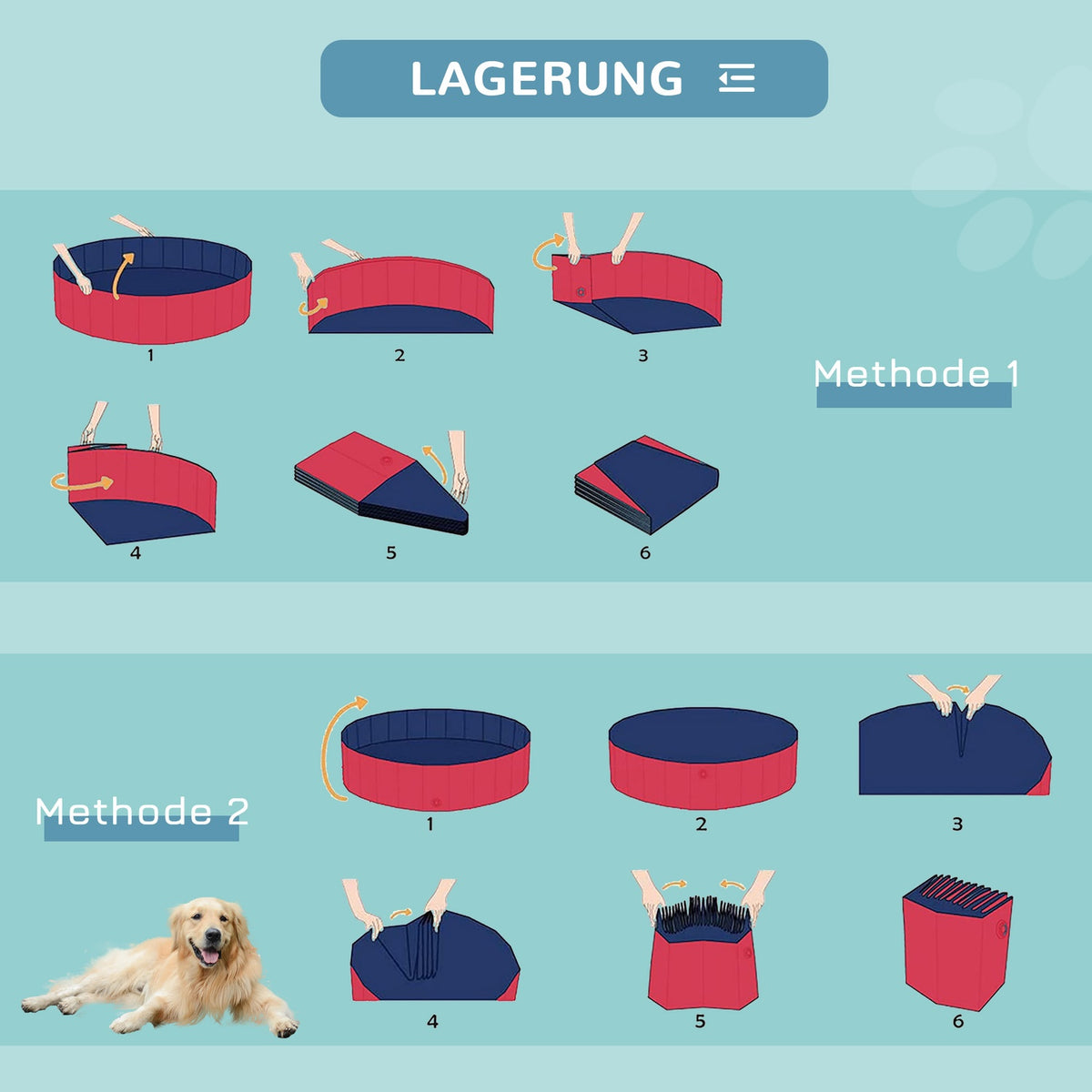 Dog Pool Xxl Paddling Pool Swimming Pool Plastic + Wood Blue Ø160Xh30Cm Summer Joy