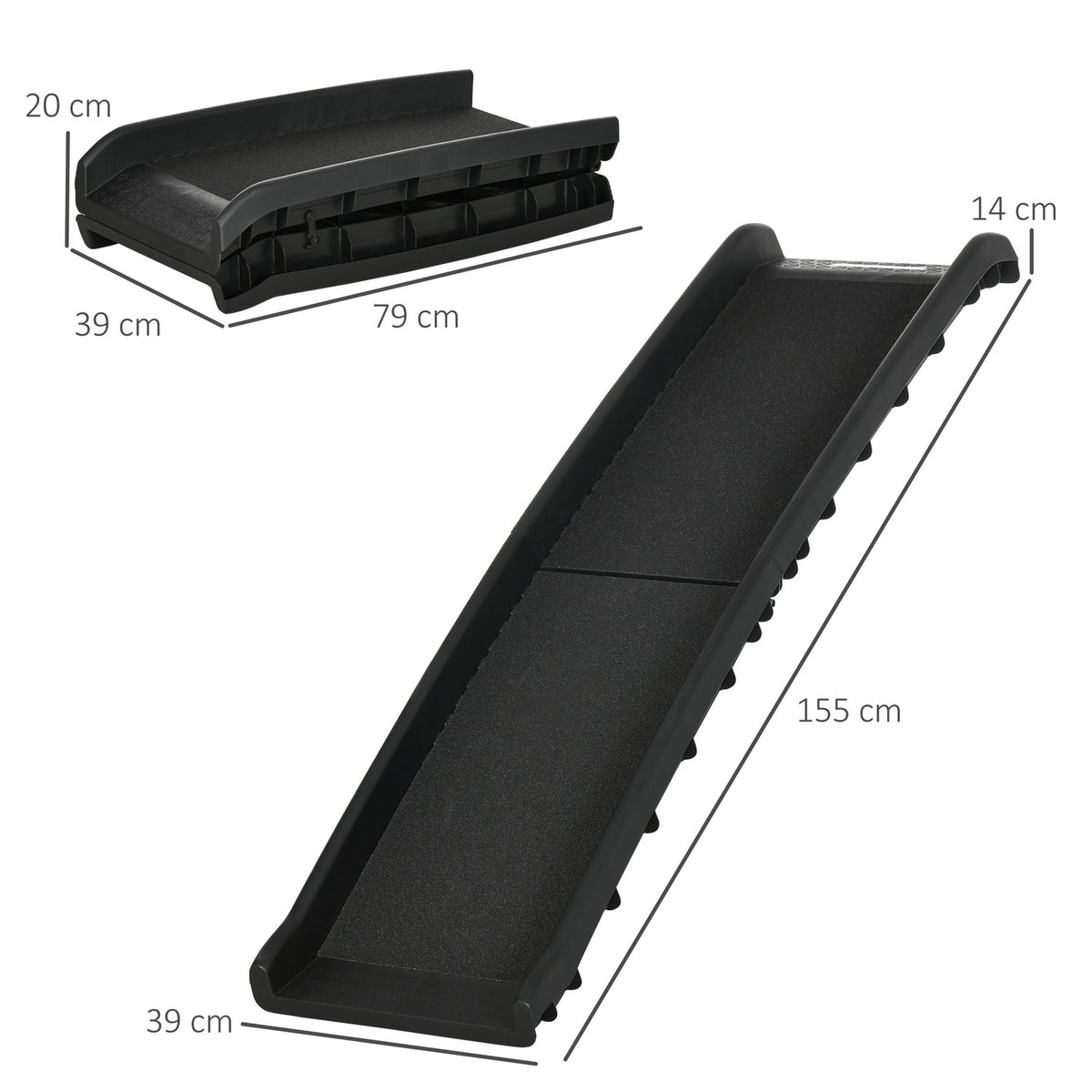 Dog Ramp Folding Pet Ramp, Non-Slip Rubber Buffer, Trunk Ramp For Pets, Black, 155X39X14Cm