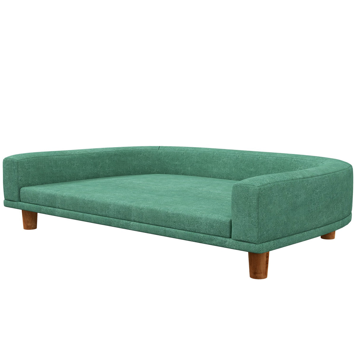 Dog Sofa Comfortable Pet Sofa With Cushion, Ideal For Large Dogs, Elevated Design, Wooden Legs, Green, 98X67X25Cm