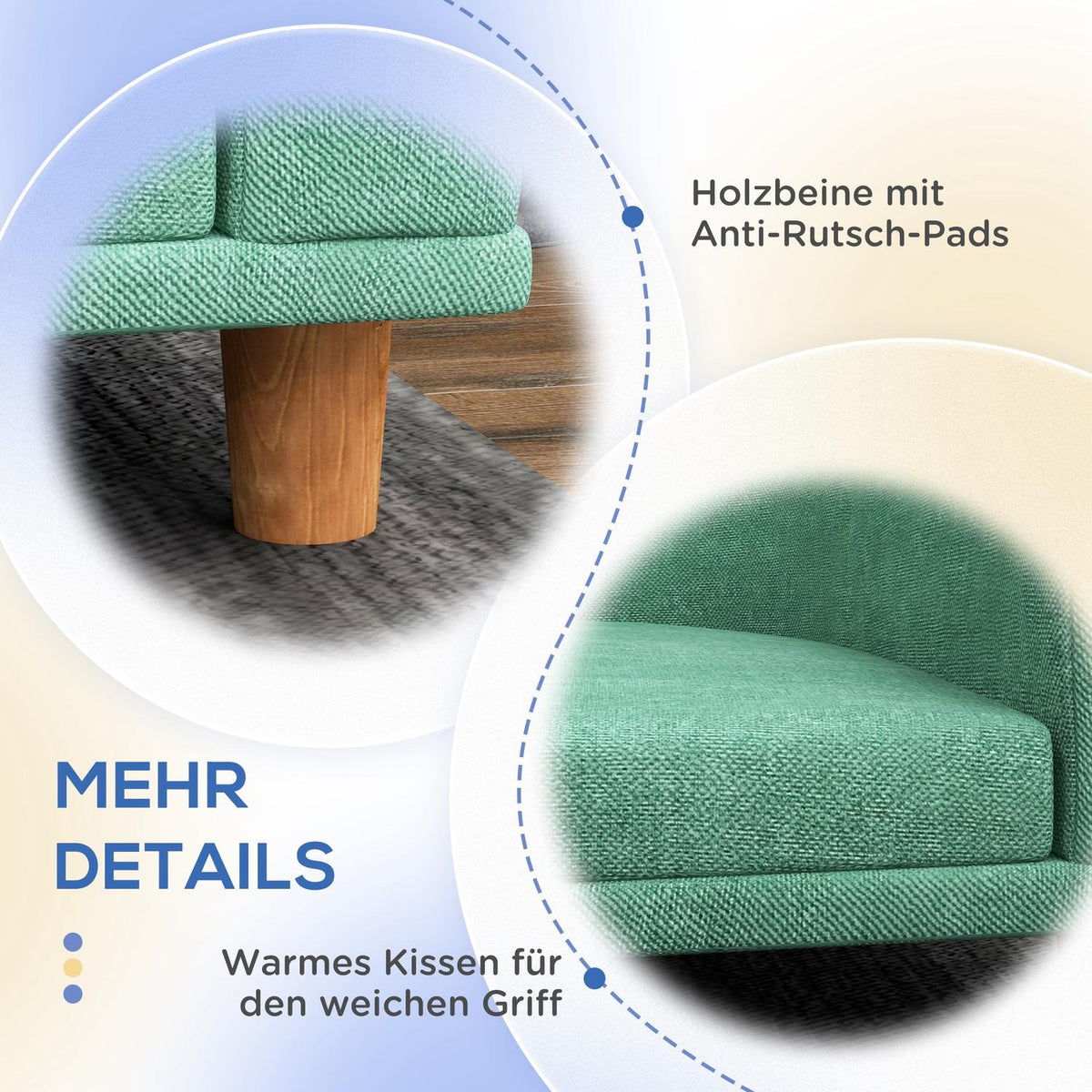 Dog Sofa Comfortable Pet Sofa With Cushion, Ideal For Large Dogs, Elevated Design, Wooden Legs, Green, 98X67X25Cm