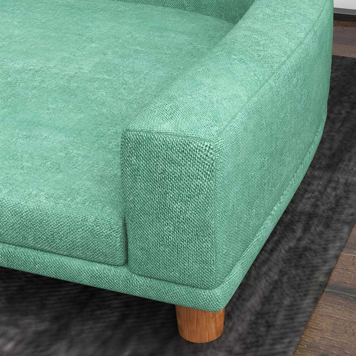 Dog Sofa Comfortable Pet Sofa With Cushion, Ideal For Large Dogs, Elevated Design, Wooden Legs, Green, 98X67X25Cm