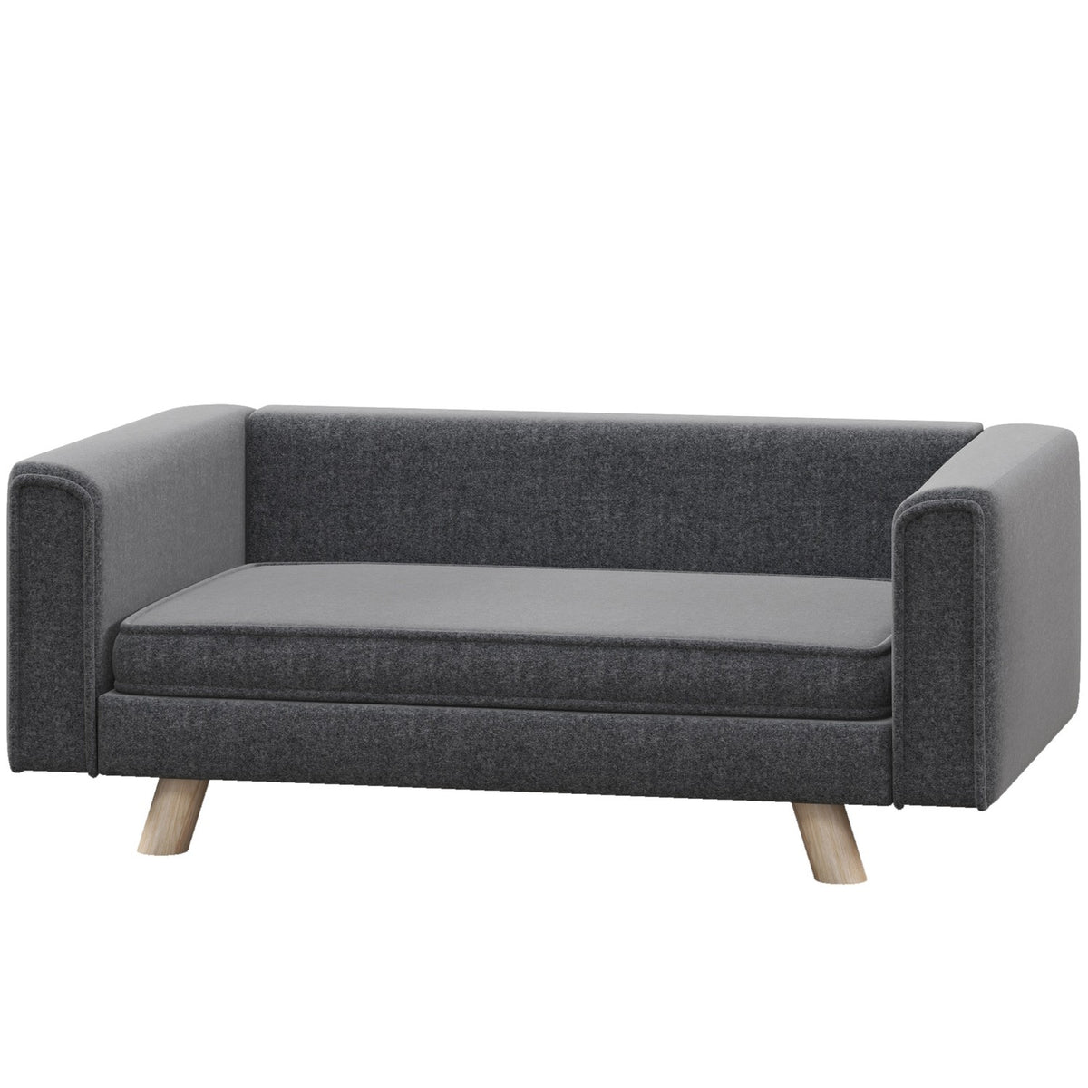 Dog Sofa, Dog Bed with Raised Design, Removable Washable Cover, Pet Sofa with Wooden Legs, for Small/Medium Dogs, Gray