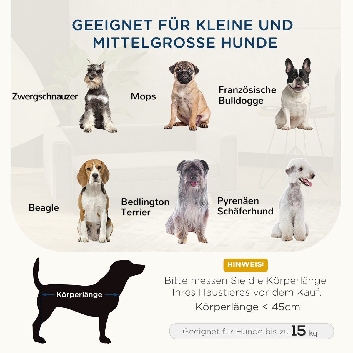 Dog Sofa, Dog Bed with Raised Design, Removable Washable Cover, Pet Sofa with Wooden Legs, for Small/Medium Dogs, Gray