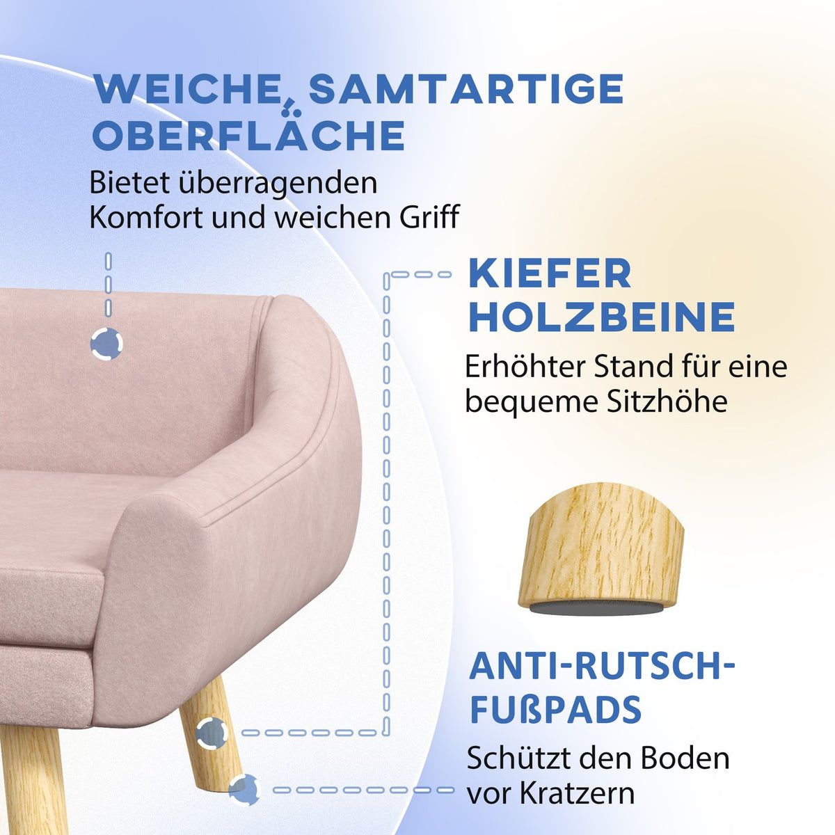 Dog Sofa Elegant Cat Sofa With Backrest, Ideal For Medium/Large Dogs, Velvet, Pink, 102X58.5X42.5Cm