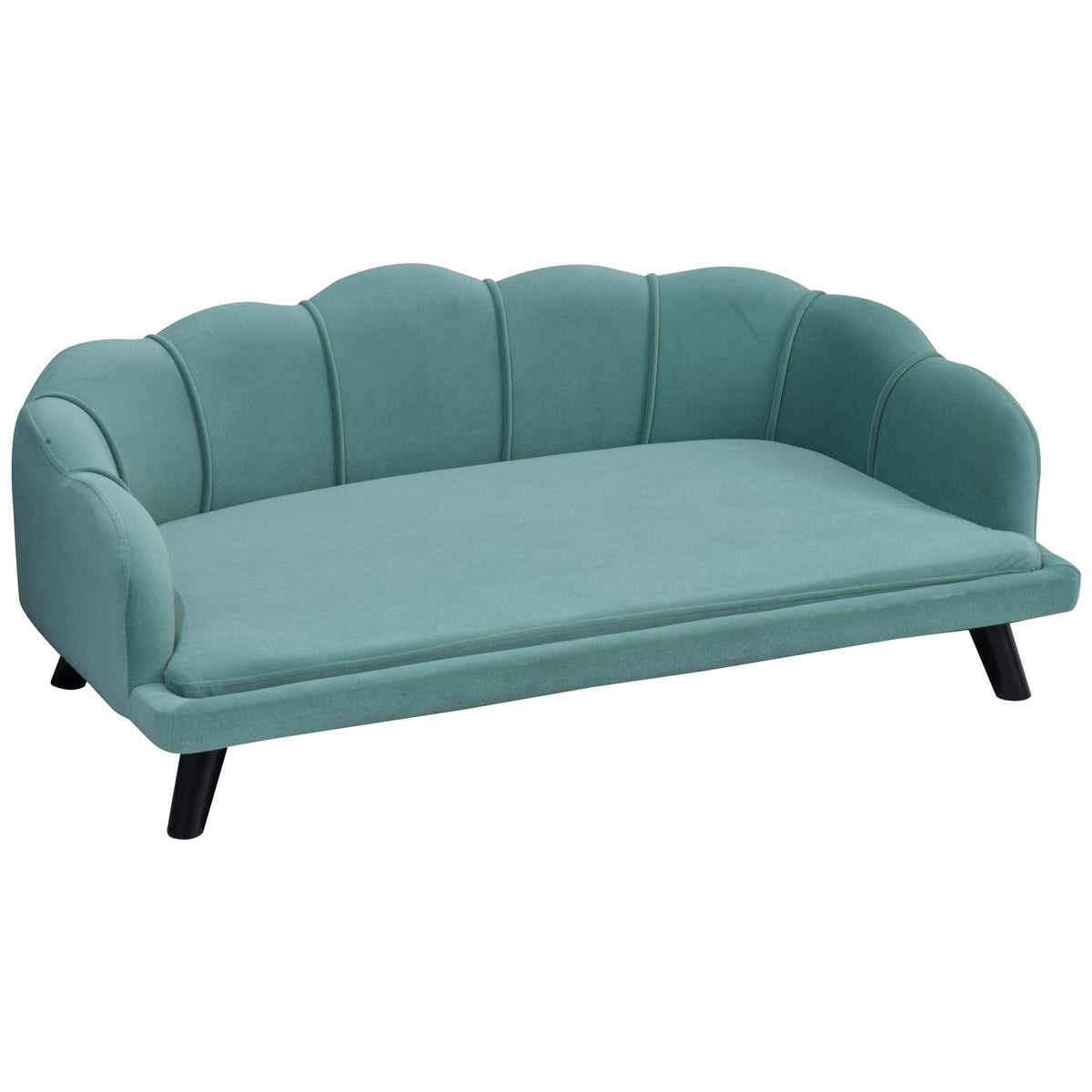Dog Sofa Pet Sofa With Backrest & Wooden Legs, Soft Cover, Cat Sofa, Green, 98.5X60.5X35.5Cm