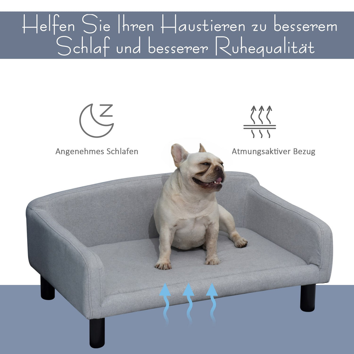 Dog Sofa Stylish Pet Sofa With Cover & Wooden Legs, 82X54X36Cm