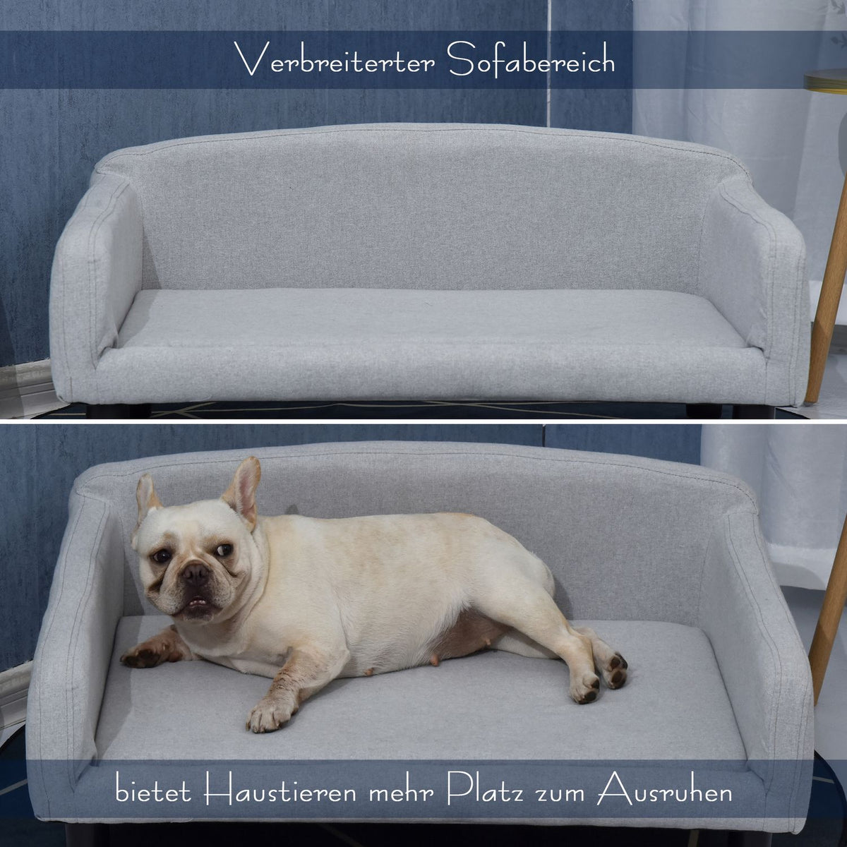 Dog Sofa Stylish Pet Sofa With Cover & Wooden Legs, 82X54X36Cm