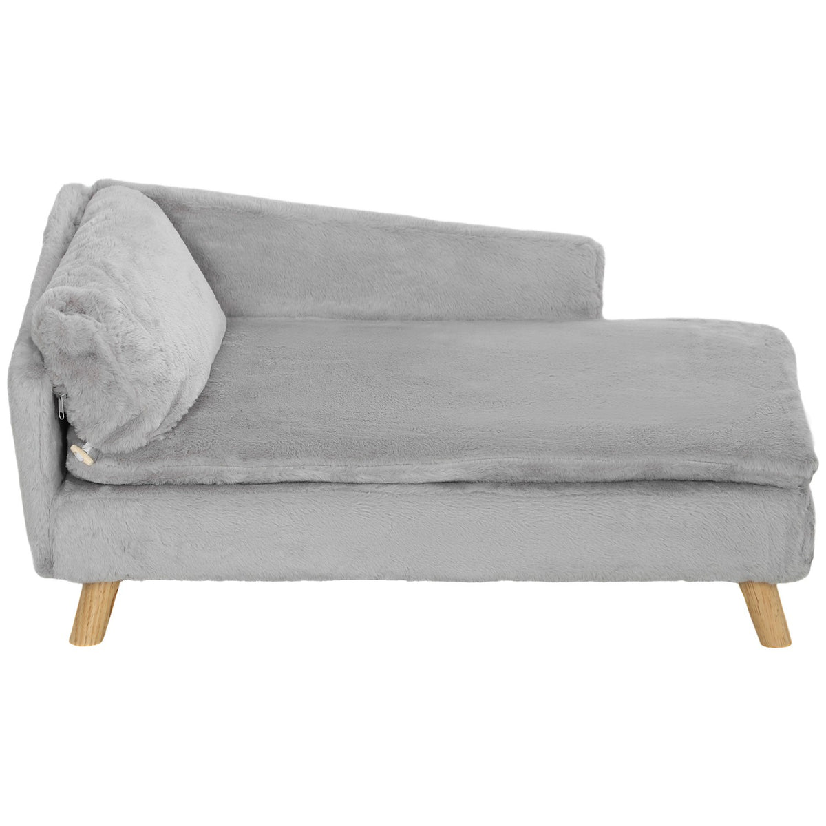 Dog Sofa for Medium Dogs, Dog Bed with Removable and Washable Cushion, Pet Sofa with Wooden Legs, Raised Design, 20kg, Light Gray