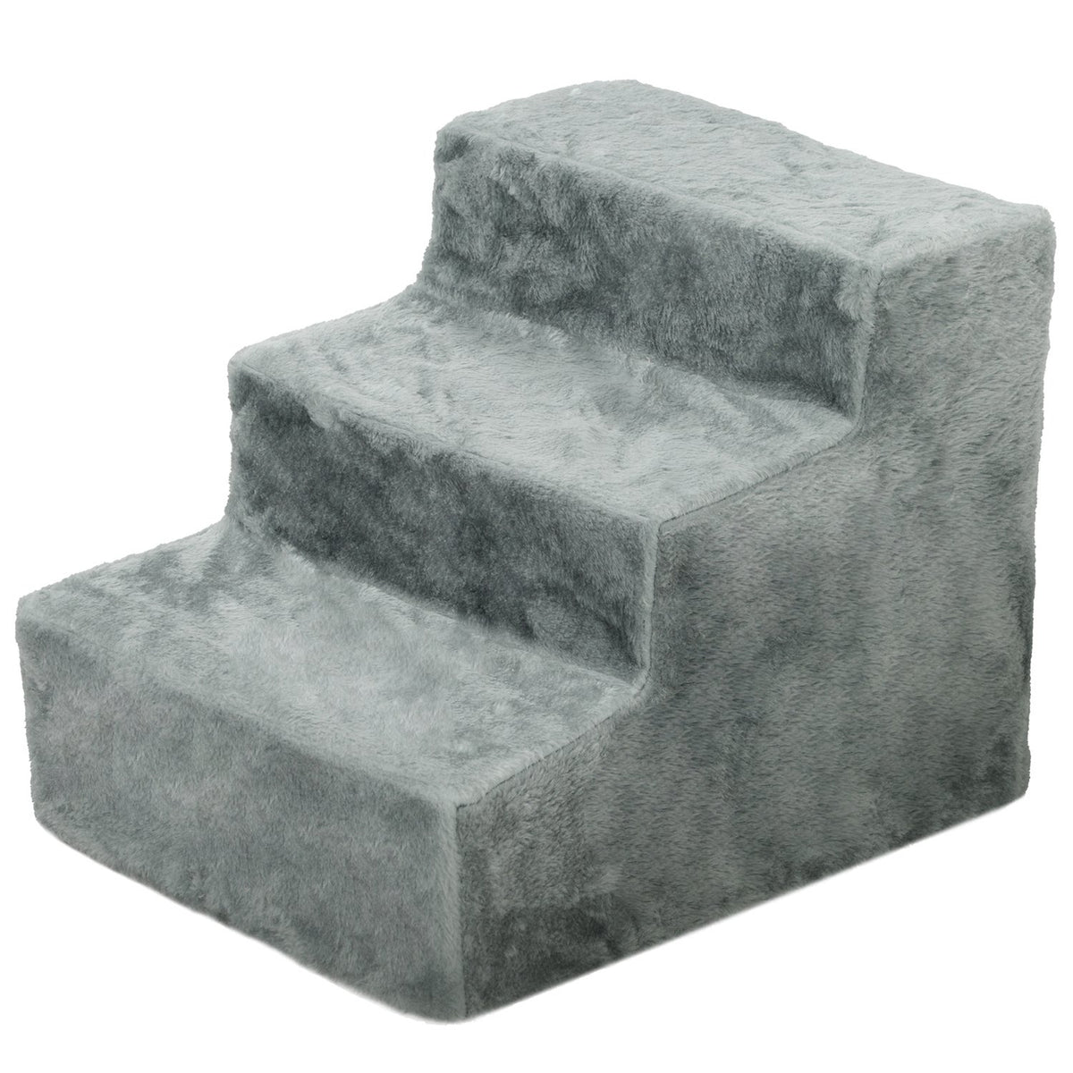 Dog Stairs 3-Step 35 cm Pet Stairs with Plush Look Cat Stairs for Bed Sofa Cats up to 5 kg Light Gray