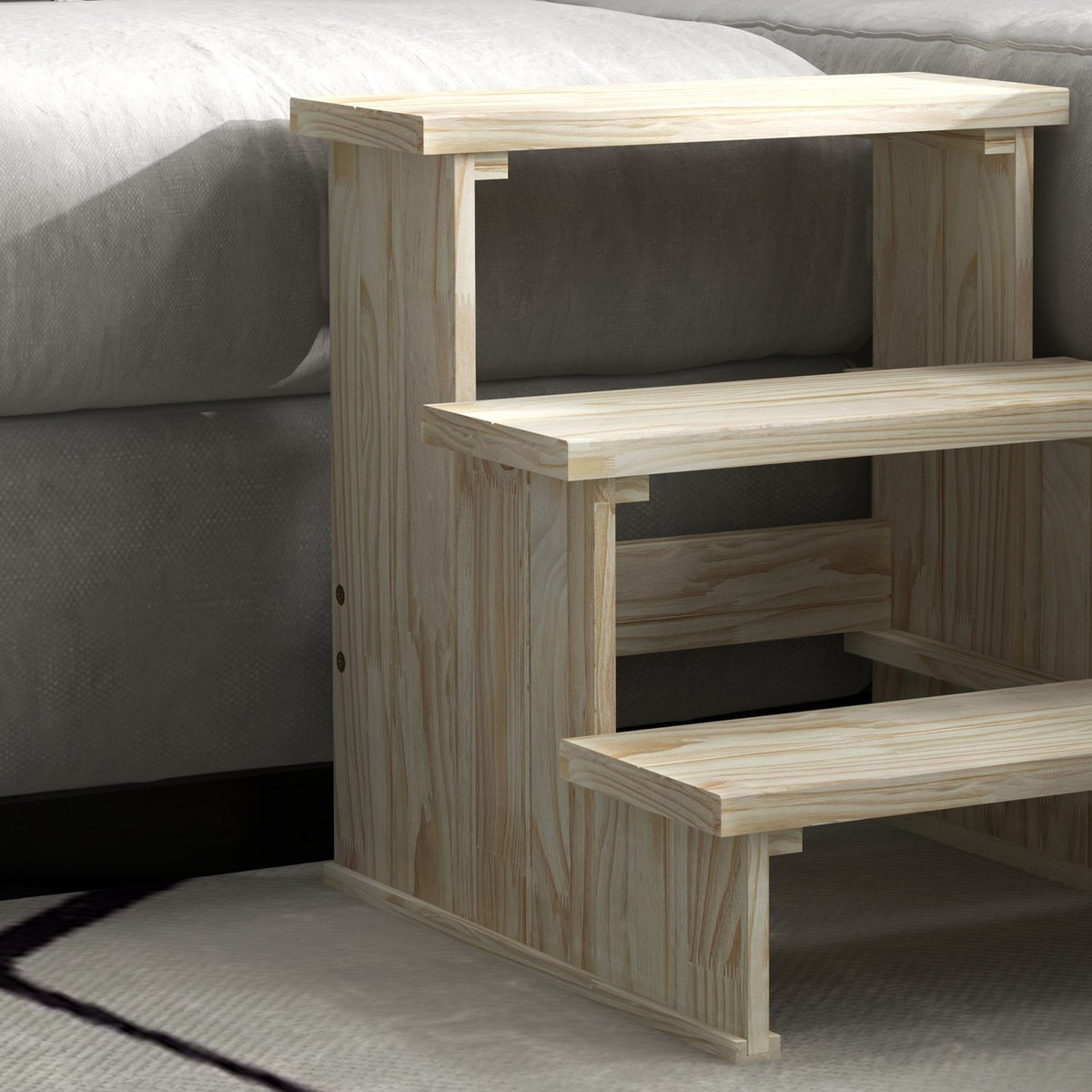 Dog Stairs, 3 Step Wooden Cat Stairs, Pet Stairs, Up To 10 Kg, Natural, Pet Ladder For Small Dogs