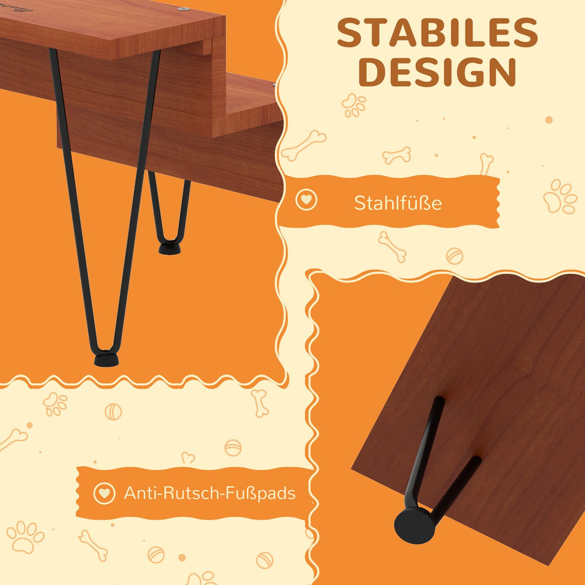Dog Stairs 3 Steps Cat Stairs Wooden Pet Stairs Steel Legs Up To 20Kg Pet Ladder