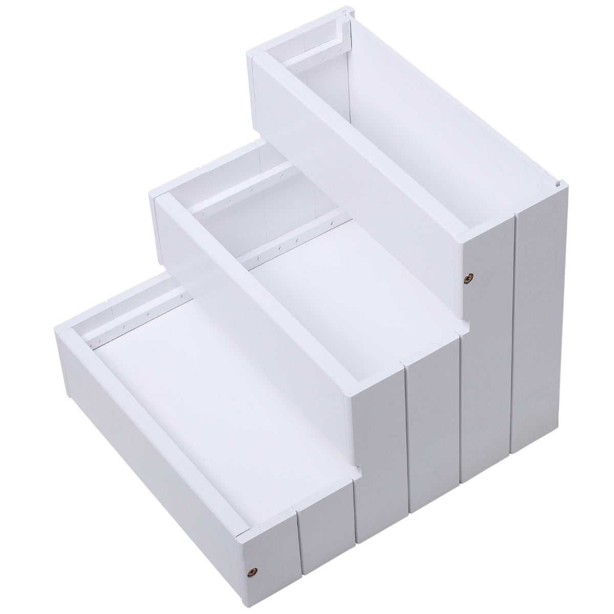Dog Stairs Pet Stairs With Carpet Cover & Storage Space, Entry Aid, Pine Wood, White, 40.5X44.5X38Cm