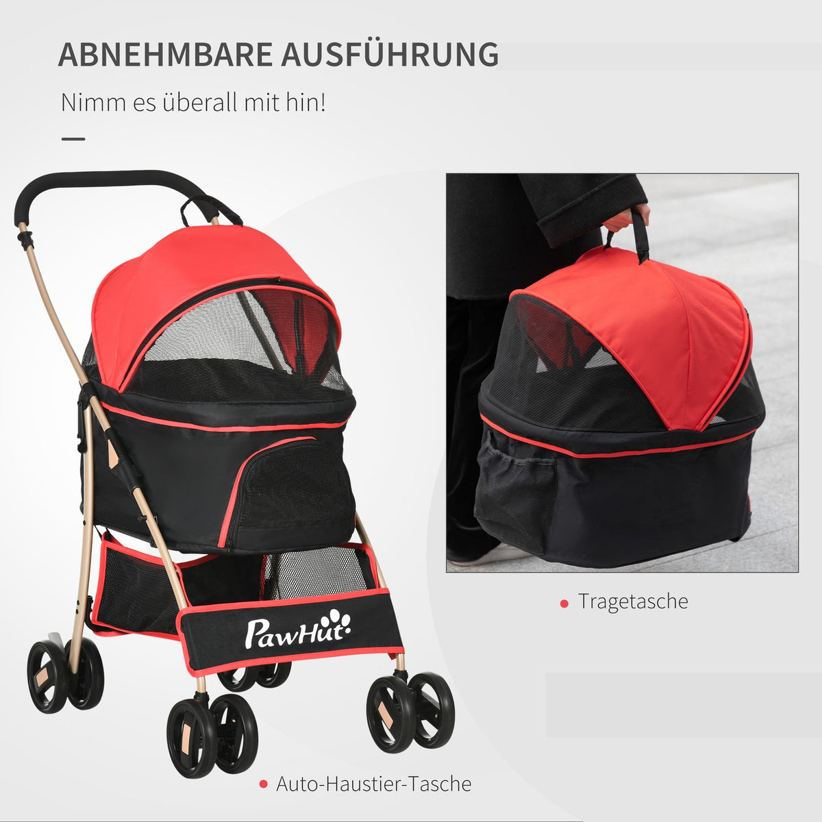 Dog Stroller 2 In 1 Dog Trolley Carry Bag Foldable Dog Stroller With Cushion For Small Dogs Cats Mesh Window Oxford Fabric