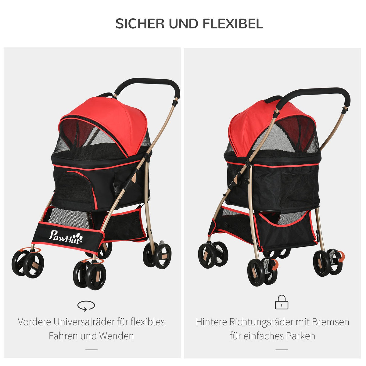 Dog Stroller 2 In 1 Dog Trolley Carry Bag Foldable Dog Stroller With Cushion For Small Dogs Cats Mesh Window Oxford Fabric